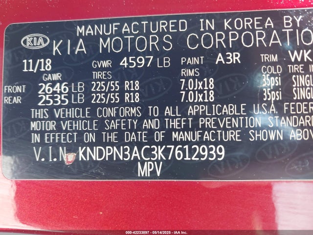 KIA gdi theta ii 2019 KNDPN3AC3K7612939 Image 9