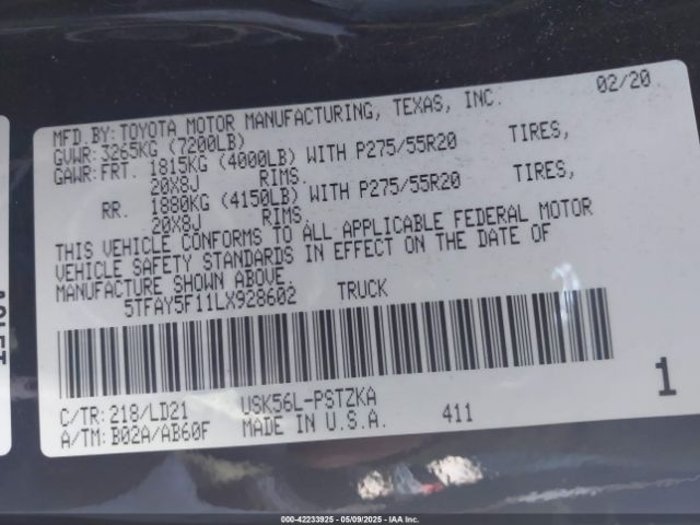 5TFAY5F11LX928602 Toyota Tundra 1794 Edition