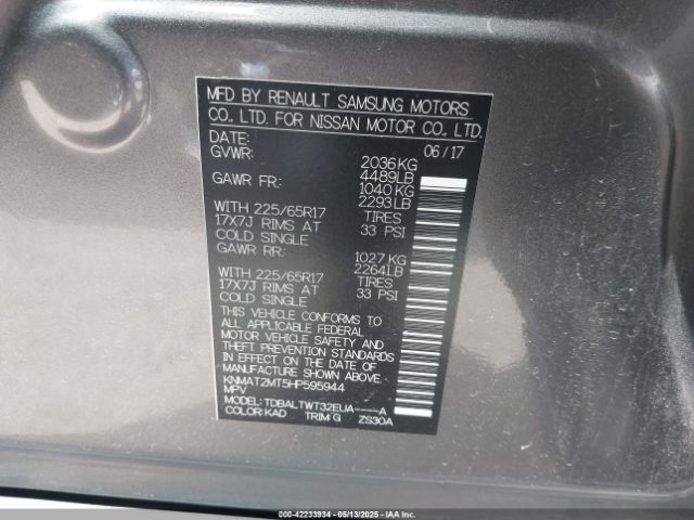 KNMAT2MT5HP595944 Nissan ROGUE SV