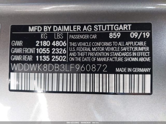 WDDWK8DB3LF960872 Mercedes-Benz C 300