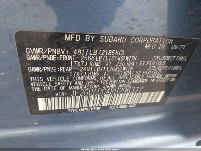 2024 SUBARU CROSSTREK JF2GUADC4RH296377 Photo 8