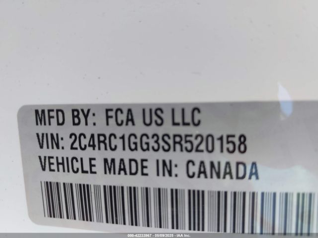 2C4RC1GG3SR520158 Chrysler Pacifica Limited