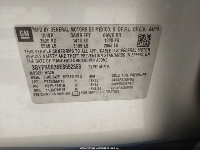 2014 CADILLAC SRX 3GYFNEE36ES652353 Photo 8