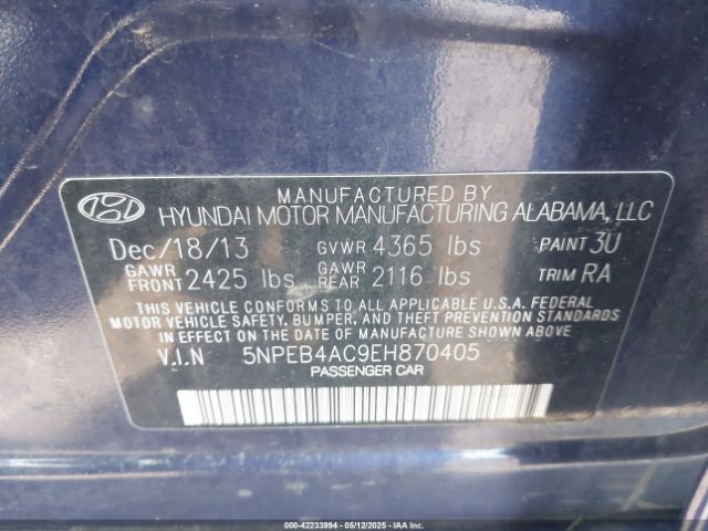 5NPEB4AC9EH870405 Hyundai SONATA GLS