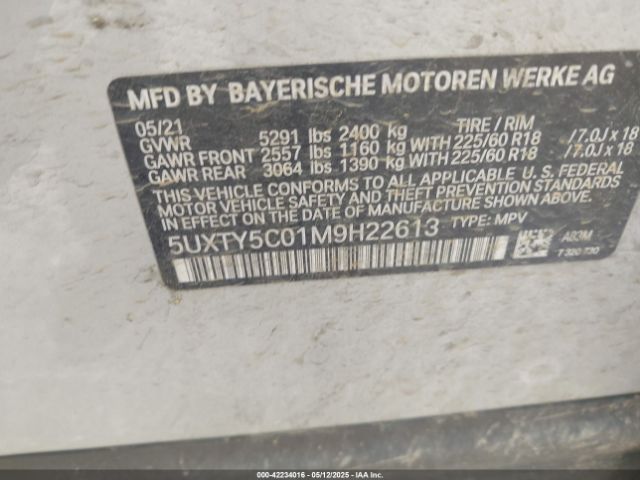 5UXTY5C01M9H22613 BMW X3 Xdrive30i