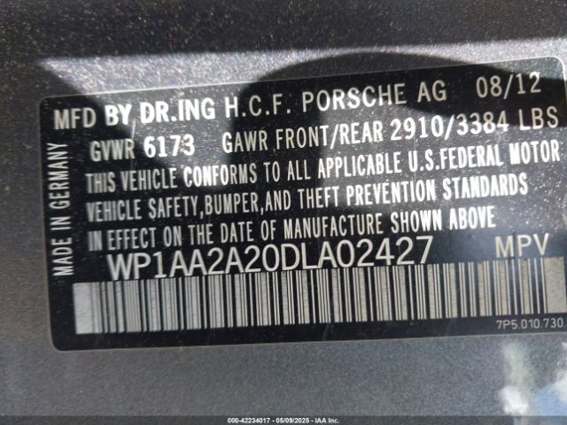 2013 PORSCHE CAYENNE WP1AA2A20DLA02427 Photo 8