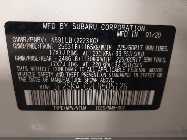 JF2SKAJC2LH505126 Subaru Forester Premium