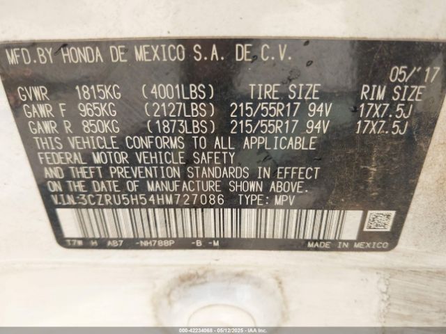3CZRU5H54HM727086 Honda HR-V EX