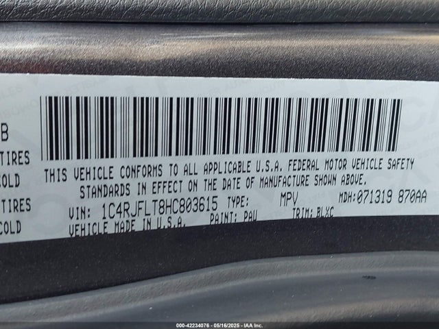 1C4RJFLT8HC803615 Jeep Grand Cherokee Trailhawk 4x4
