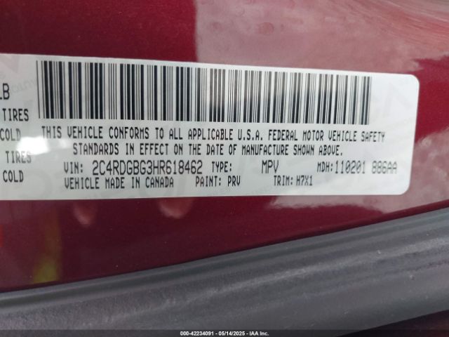 2C4RDGBG3HR618462 Dodge Grand Caravan Se