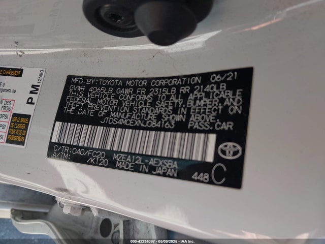 JTDS4MCEXNJ084163 Toyota COROLLA SE