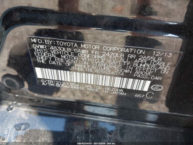 2014 LEXUS GS 350 JTHBE1BLXE5034074 Photo 8