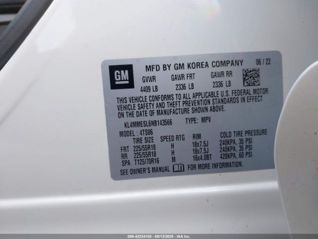 KL4MMESL6NB143566 Buick Encore Gx Awd Select