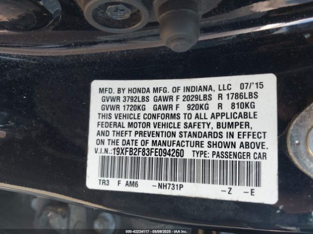 19XFB2F83FE094260 Honda CIVIC EX