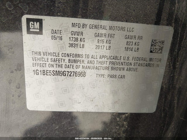 1G1BE5SM9G7276968 Chevrolet Cruze Lt Auto
