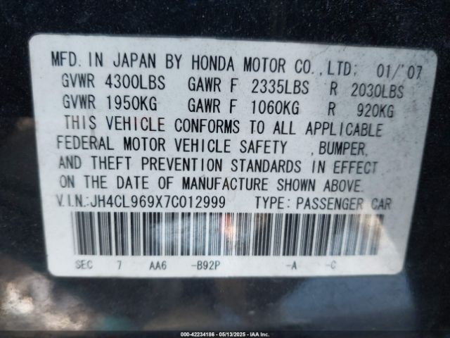 2007 ACURA TSX JH4CL969X7C012999 Photo 8