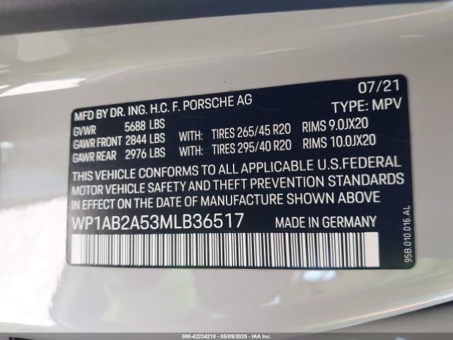 WP1AB2A53MLB36517 Porsche MACAN S