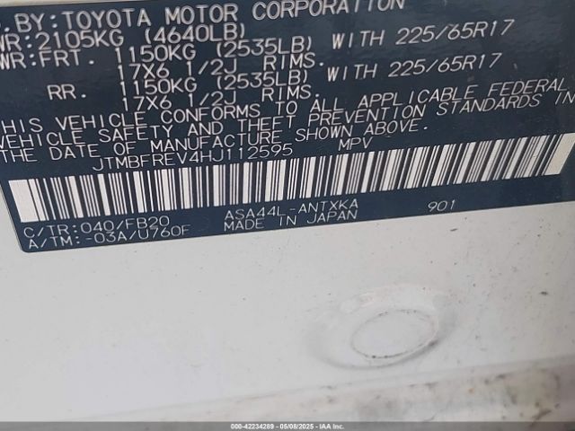 JTMBFREV4HJ112595 Toyota RAV4 LE