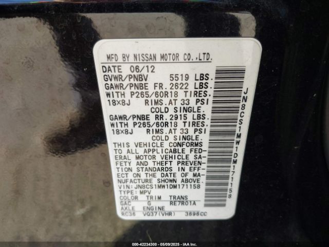 2013 INFINITI FX37 JN8CS1MW1DM171158 Photo 8