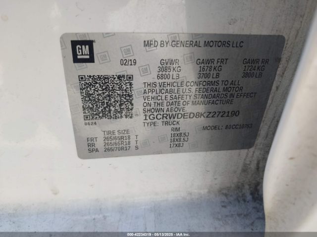 1GCRWDED8KZ272190 Chevrolet Silverado 1500 Rst
