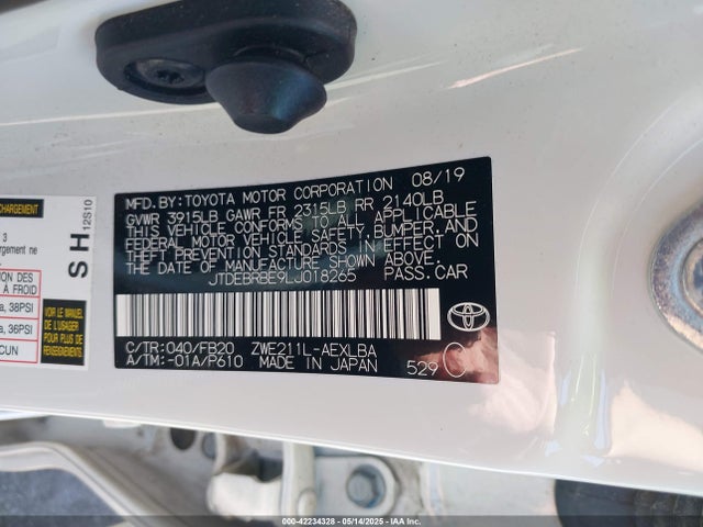 Toyota Corolla Hybrid Le 2020 JTDEBRBE9LJ018265 Image 9
