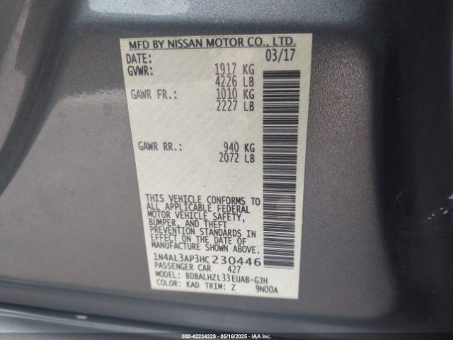 2017 NISSAN ALTIMA 1N4AL3AP3HC230446 Photo 8