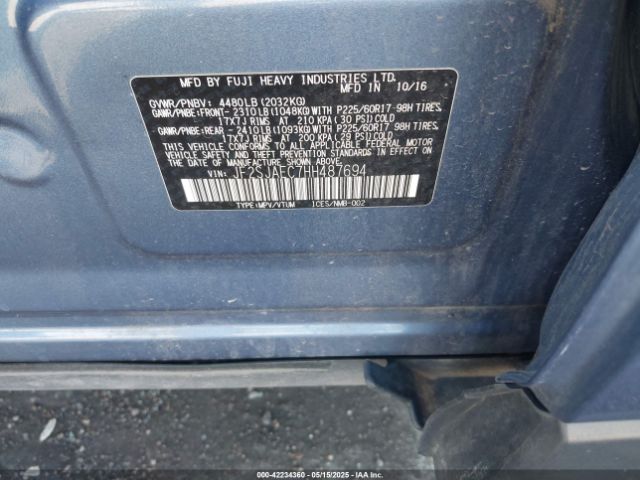 2017 SUBARU FORESTER JF2SJAEC7HH487694 Photo 8