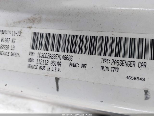1C3CDZAB0EN148086 Dodge AVENGER SE