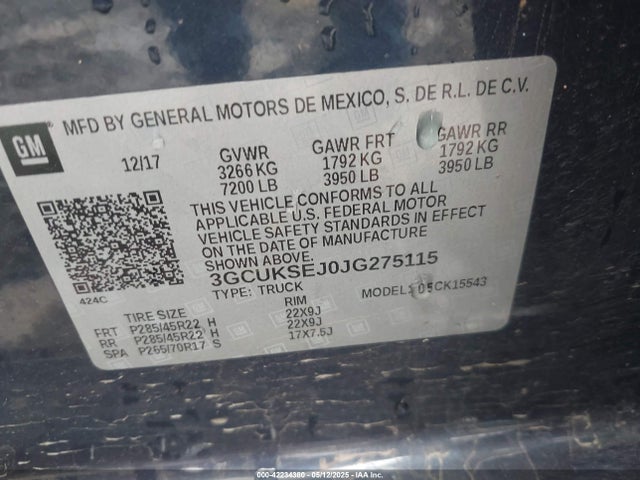 3GCUKSEJ0JG275115 Chevrolet Silverado 1500 2lz