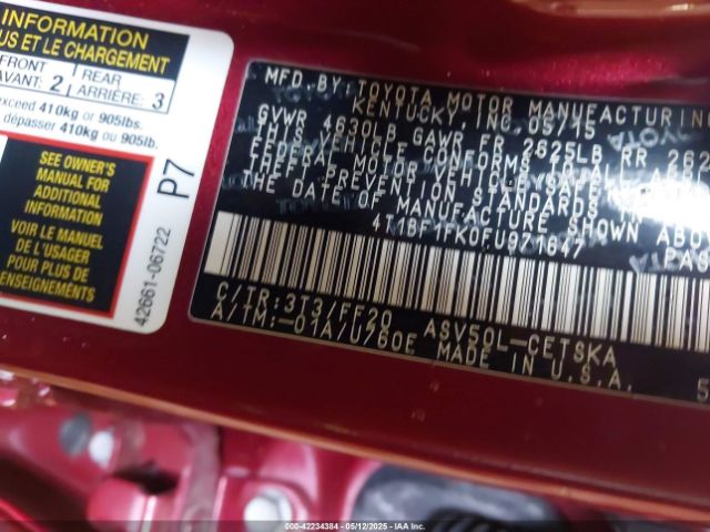 4T1BF1FK0FU971647 Toyota CAMRY SE