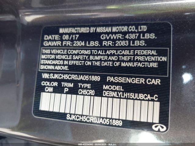 SJKCH5CR0JA051889 Infiniti Qx30 Premium