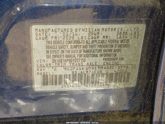 3N1AB7AP9GY227158 Nissan SENTRA SR
