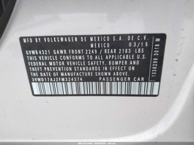 3VWD17AJ2FM324374 Volkswagen Jetta 1.8t Se