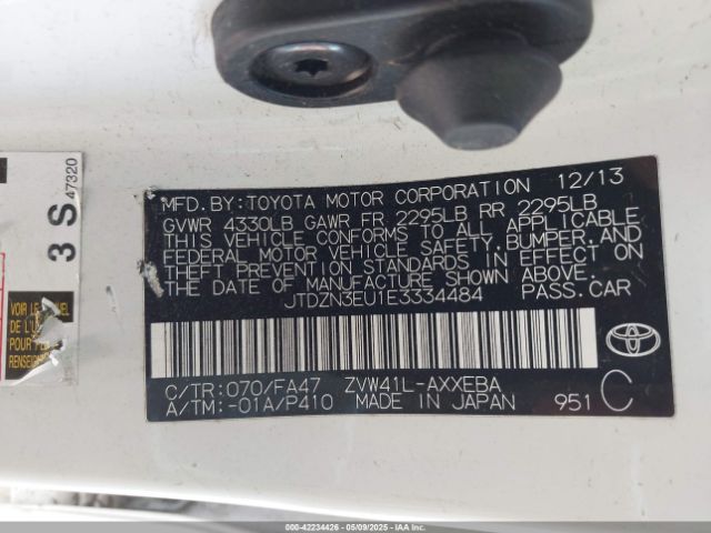 JTDZN3EU1E3334484 Toyota Prius V Three