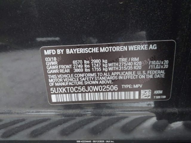 5UXKT0C56J0W02506 BMW X5 Edrive Xdrive40e Iperformance