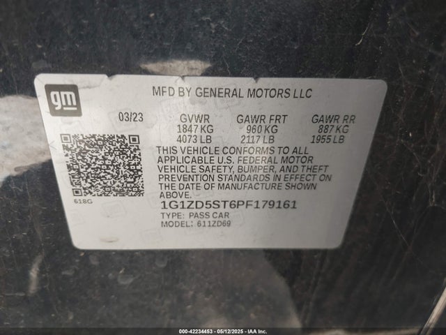 1G1ZD5ST6PF179161 Chevrolet Malibu Fwd 1lt