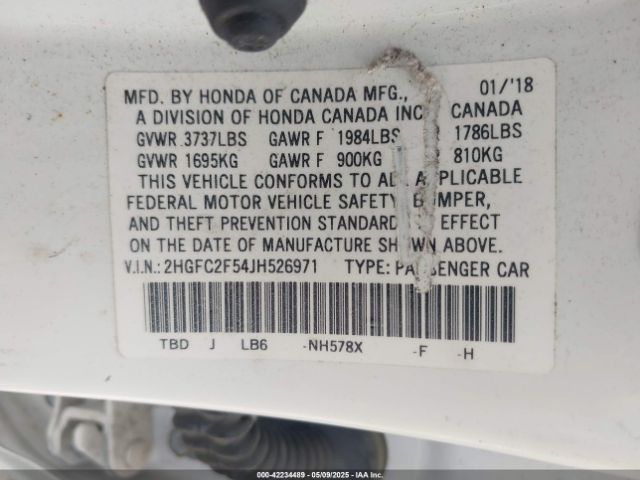 2HGFC2F54JH526971 Honda Civic Lx