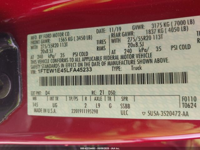 2020 FORD F-150 1FTEW1E45LFA45233 Photo 8