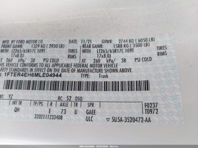 1FTER4EH6MLE04944 Ford RANGER XL