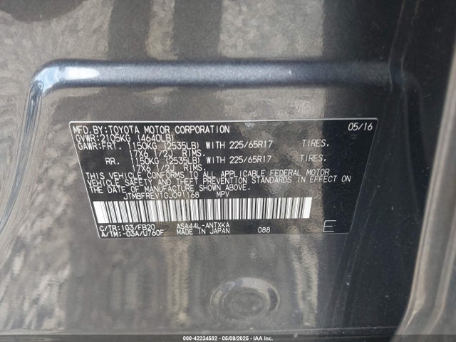 Toyota 2ar-fe 2016 JTMBFREV1GJ091168 Image 9