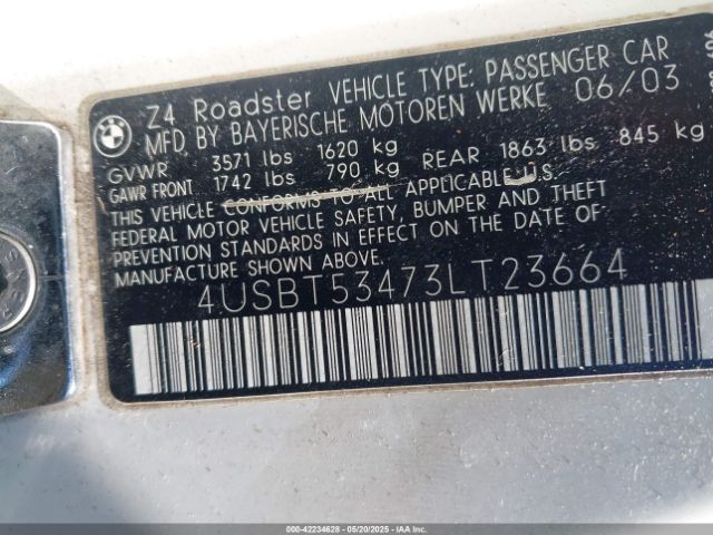 2003 BMW Z4 4USBT53473LT23664 Photo 8