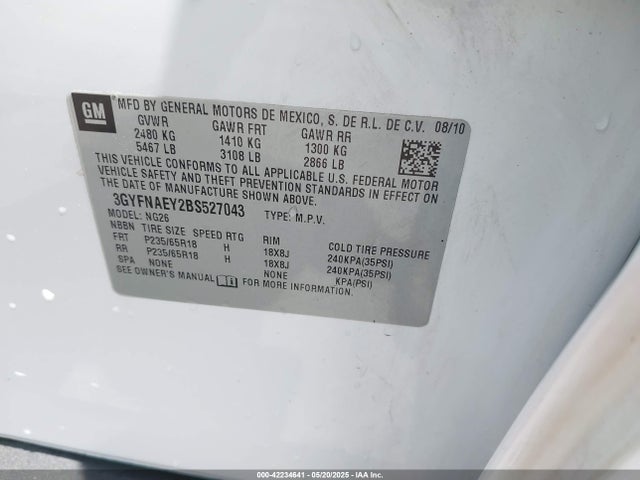 2011 CADILLAC SRX 3GYFNAEY2BS527043 Photo 8