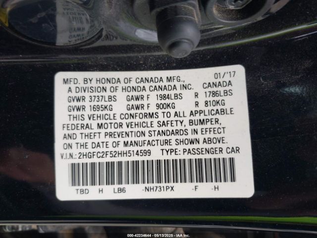 2HGFC2F52HH514599 Honda k20c2