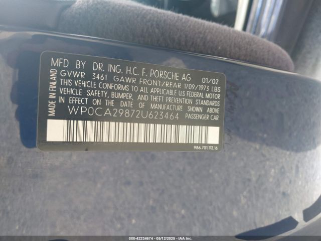 2002 PORSCHE BOXSTER WP0CA29872U623464 Photo 8