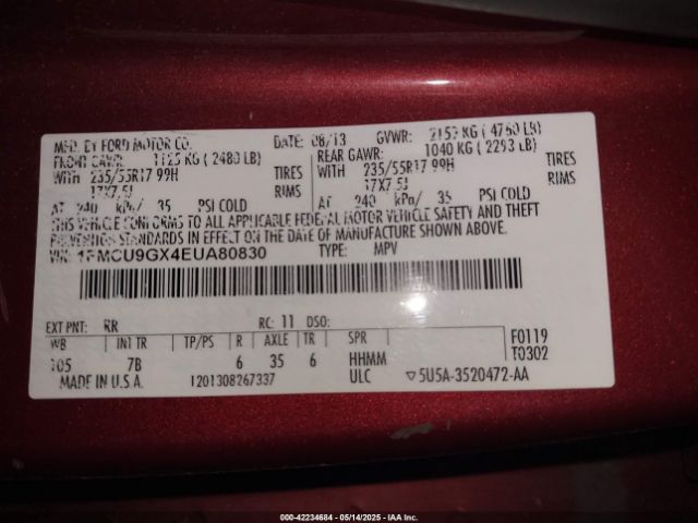 2014 FORD ESCAPE 1FMCU9GX4EUA80830 Photo 8