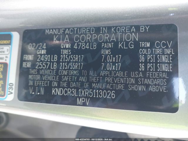 KNDCR3L1XR5113026 KIA Niro Ev Wind