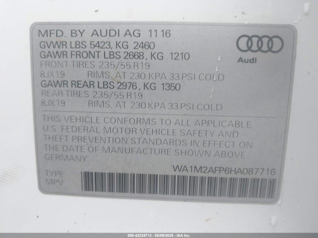 WA1M2AFP6HA087716 Audi Q5 2.0t Premium