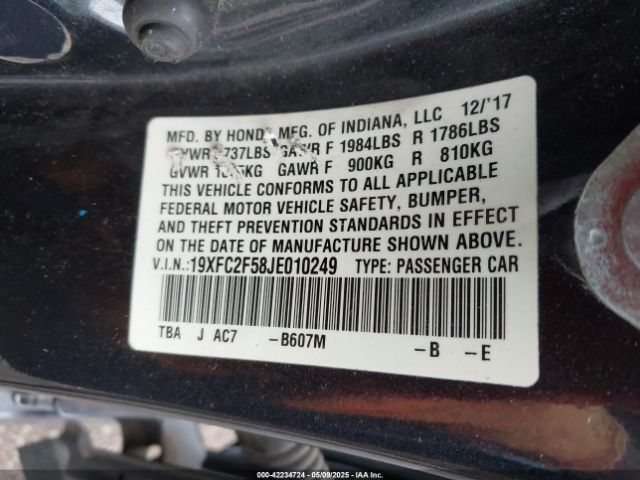 19XFC2F58JE010249 Honda Civic Lx