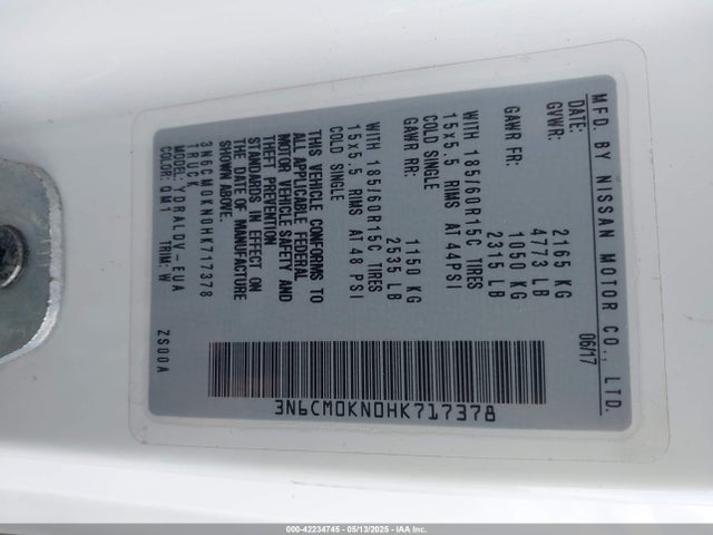 3N6CM0KN0HK717378 Nissan Nv200 S
