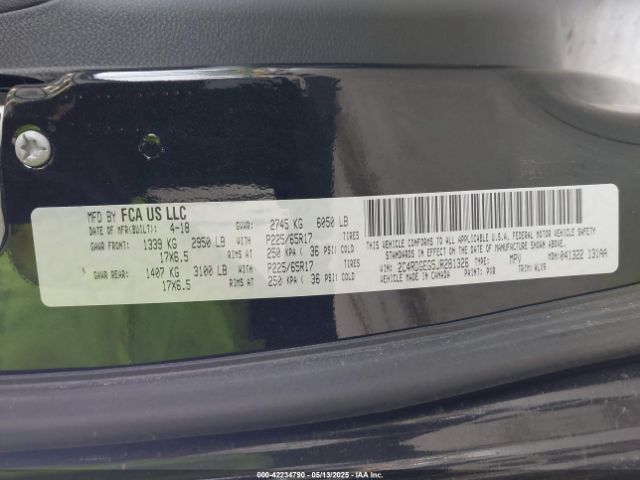2C4RDGEG5JR281326 Dodge Grand Caravan Gt